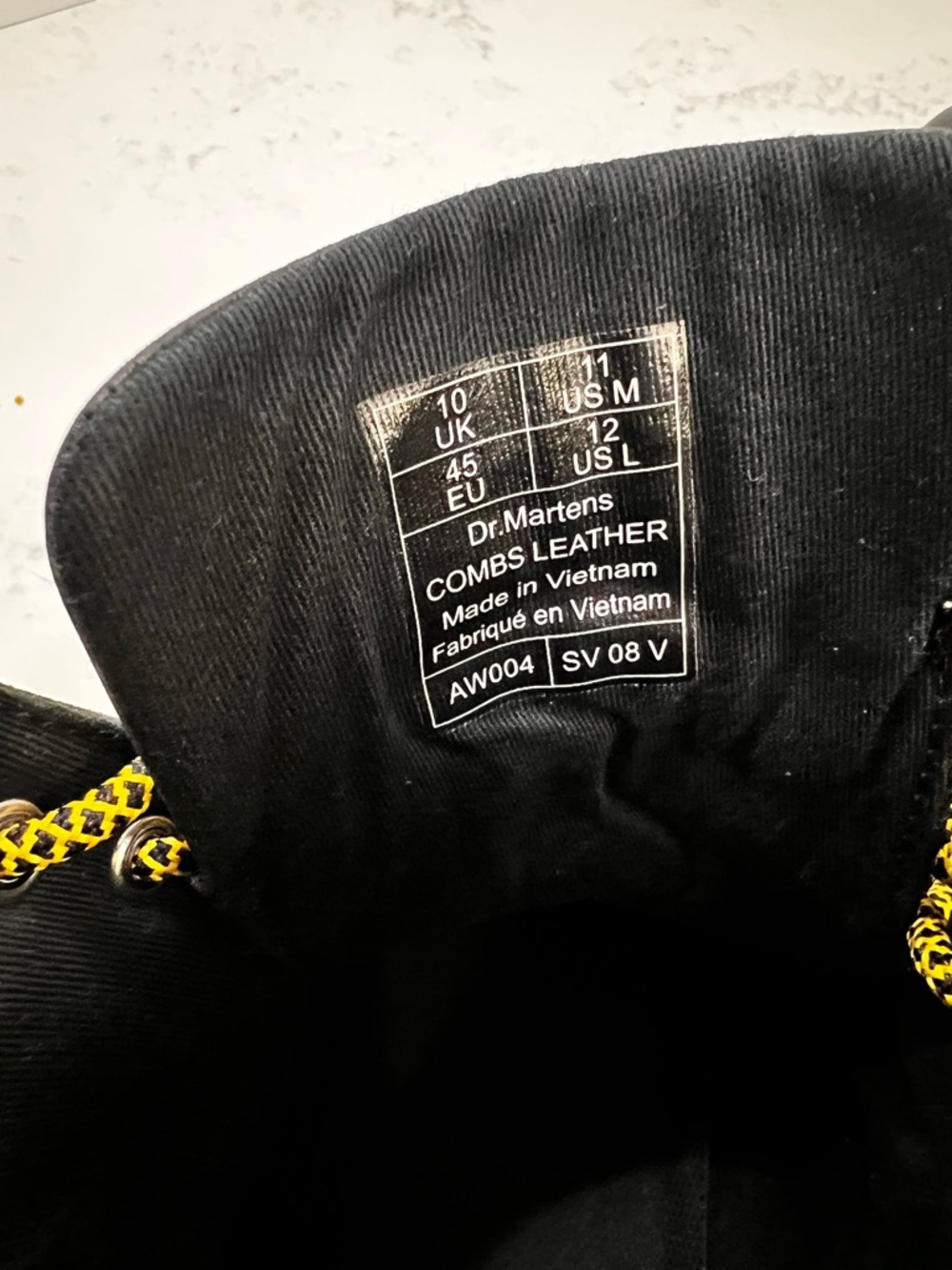 Dr. Martens Black Leather Lace-Up Boots with Yellow Accents - Picture 16 of 16